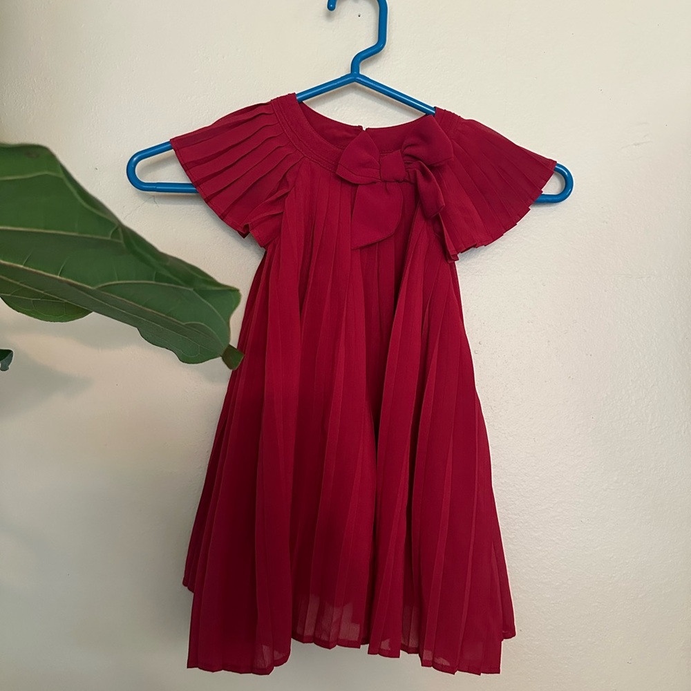 Mud Pie Red Pleated Sundress with Flutter Sleeves